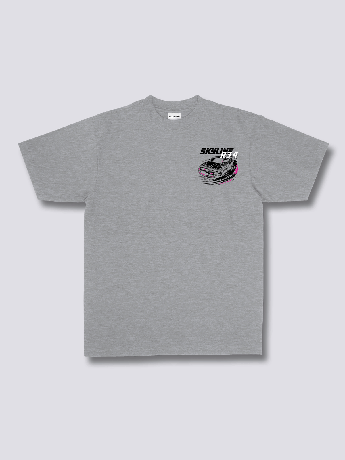 SKYLINE R34 スポーツカーのバックプリントTシャツ