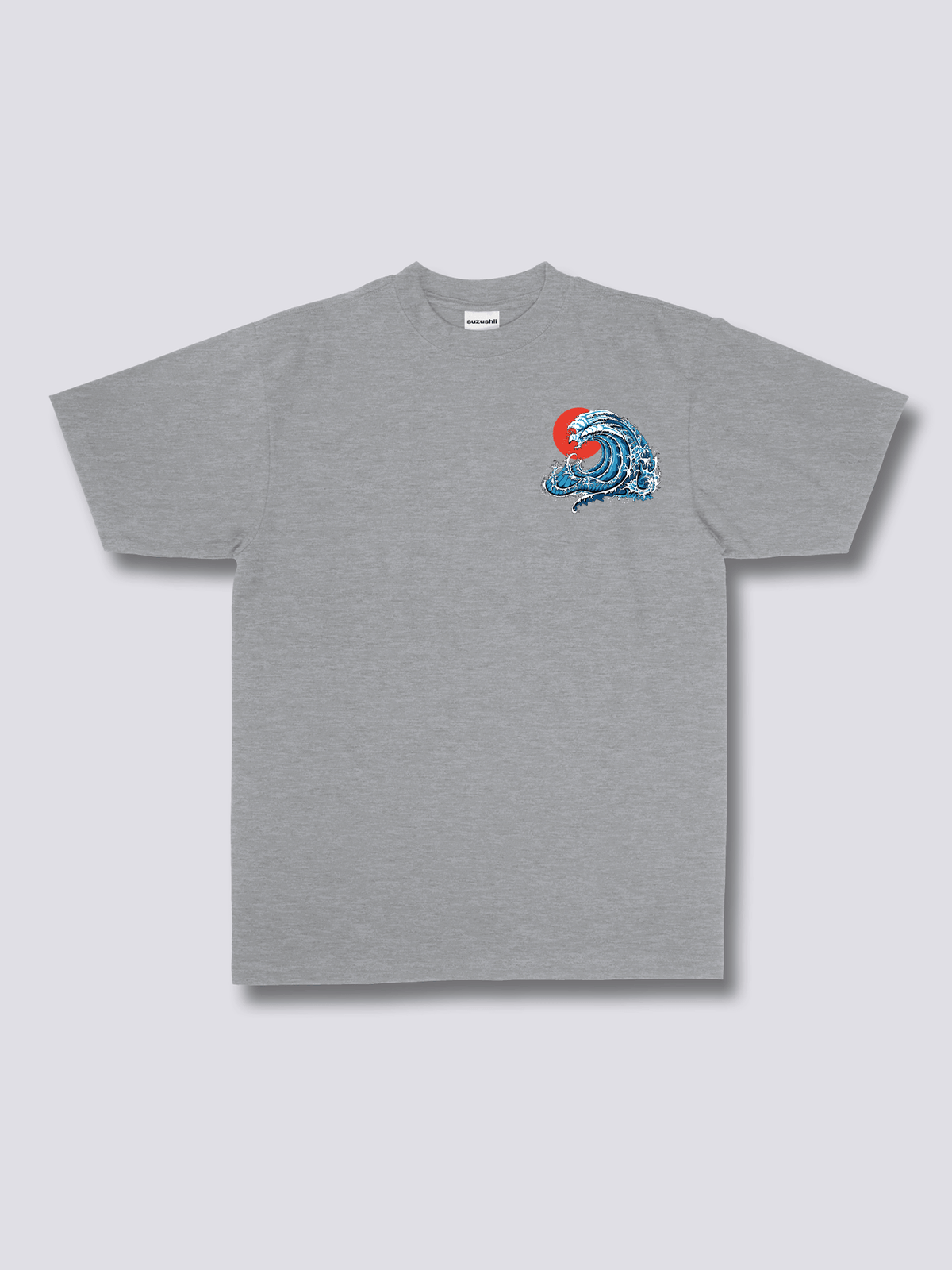 WAVY PHOENIX 波と赤い太陽のバックプリントTシャツ