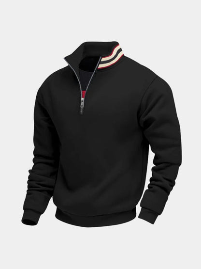 Black quarter-zip pullover, front view