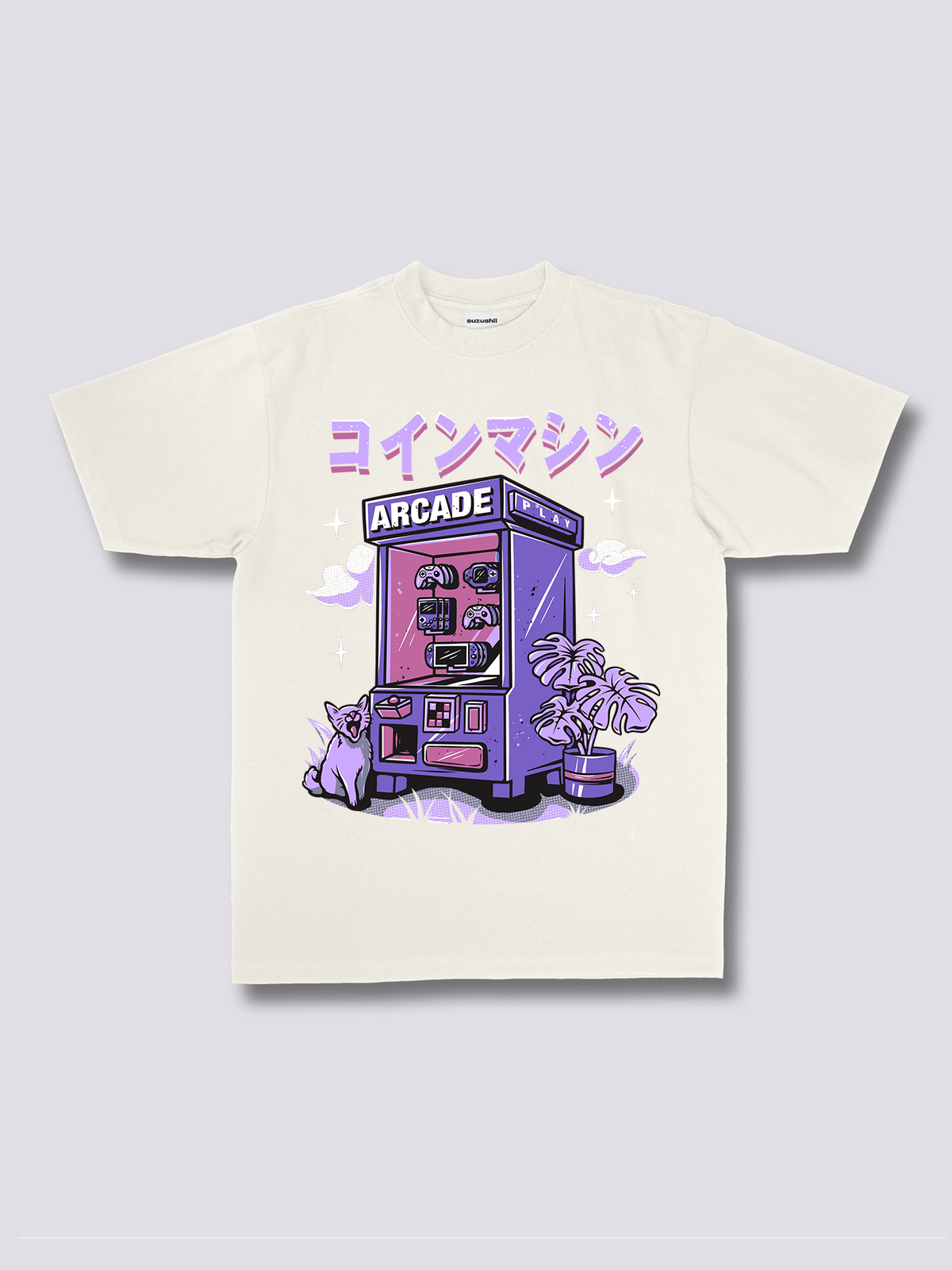 ARCADE アーケードゲーム機のフロントプリントTシャツ