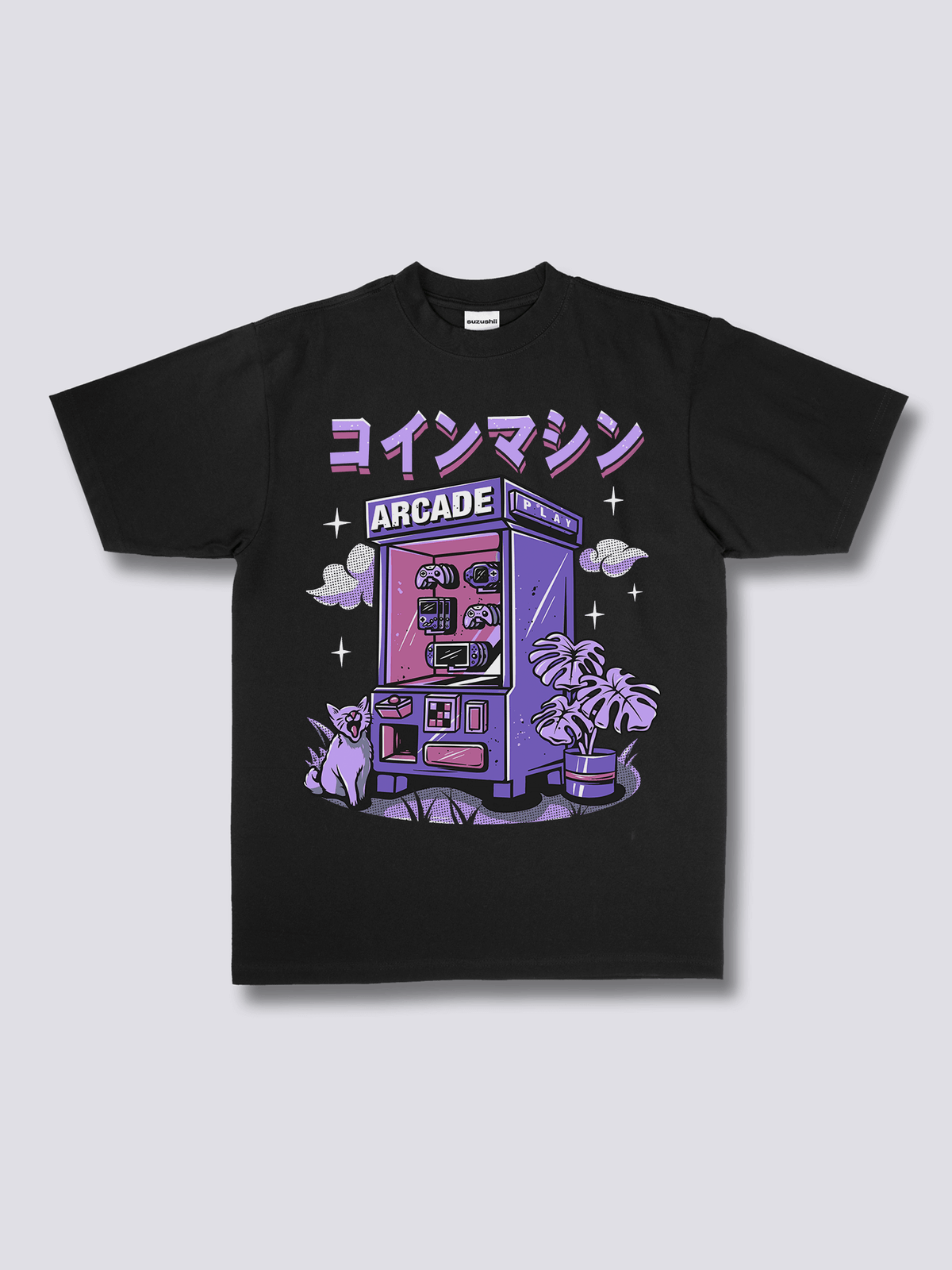 ARCADE アーケードゲーム機のフロントプリントTシャツ