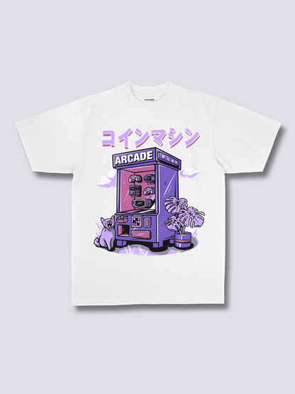 ARCADE アーケードゲーム機のフロントプリントTシャツ