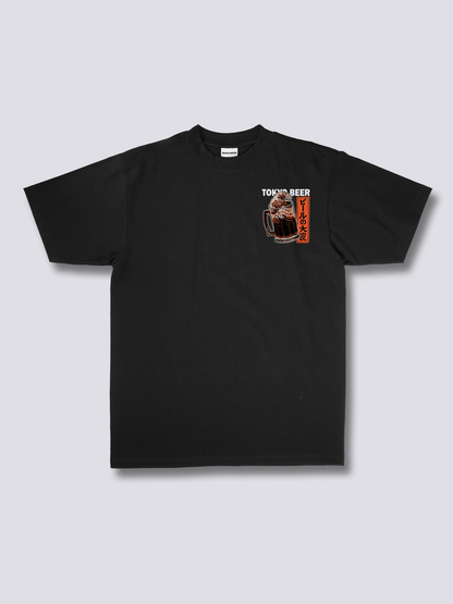 BEER WAVE ビールと波のバックプリントTシャツ