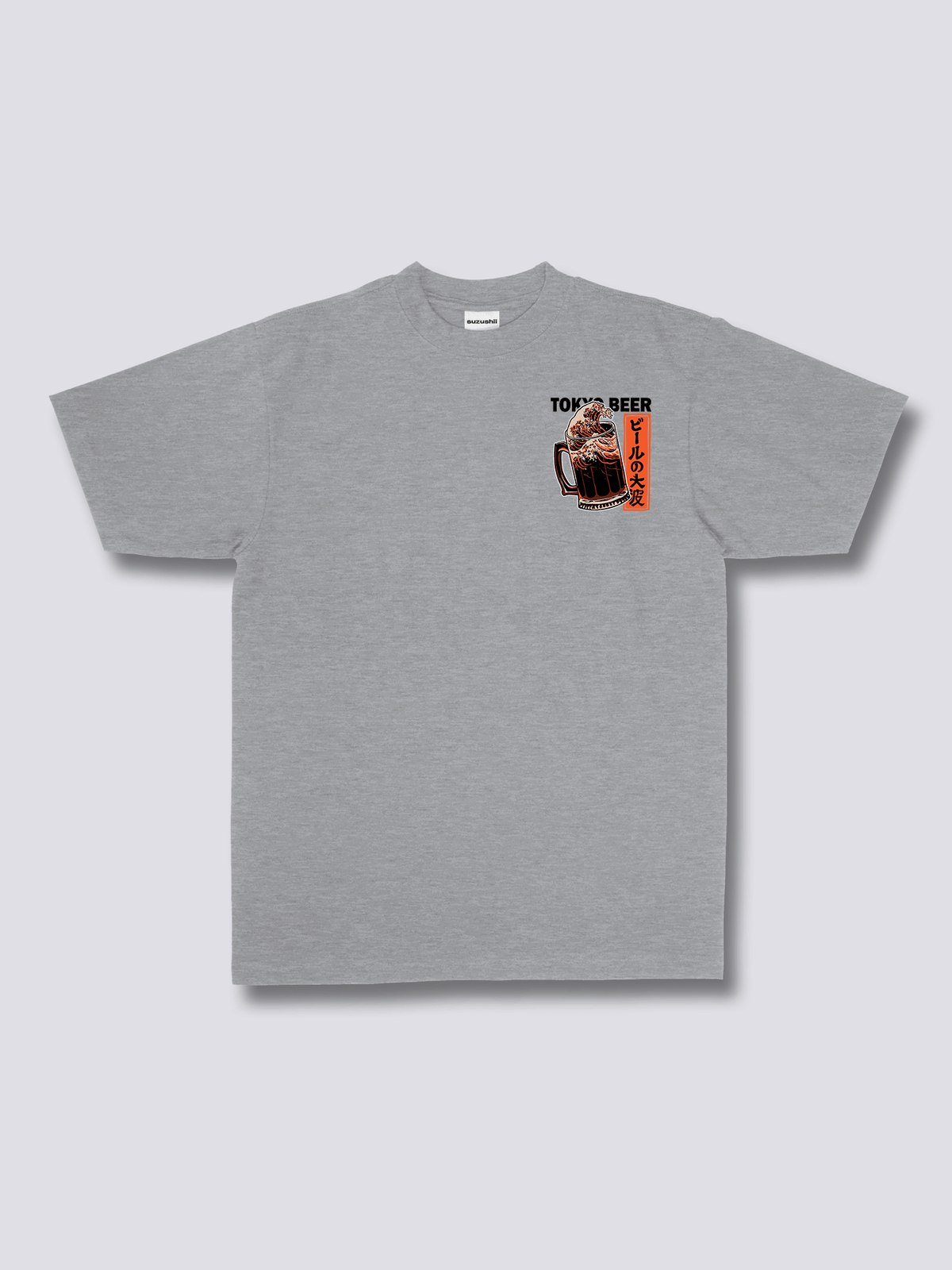 BEER WAVE ビールと波のバックプリントTシャツ