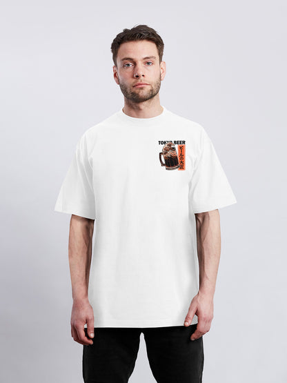 BEER WAVE ビールと波のバックプリントTシャツ