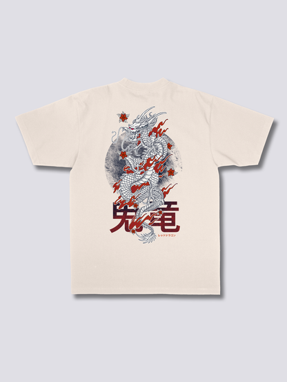BURNING DRAGON 炎の龍のバックプリントTシャツ