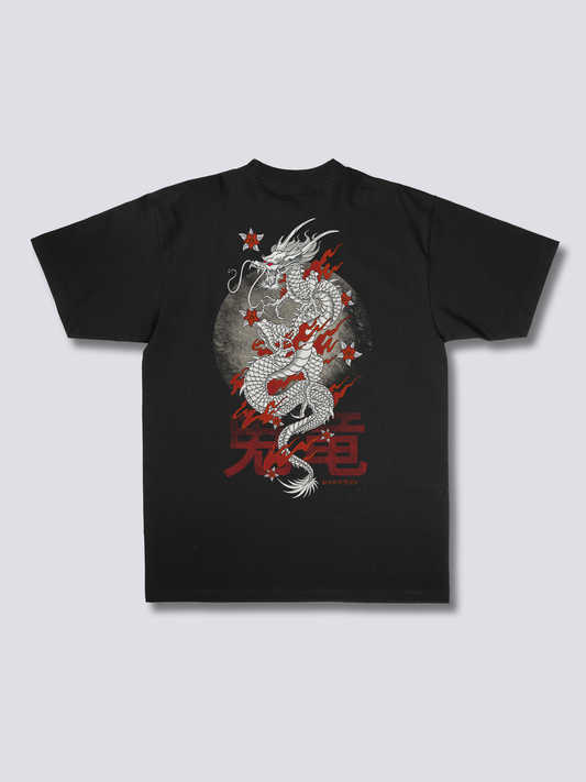 BURNING DRAGON 炎の龍のバックプリントTシャツ