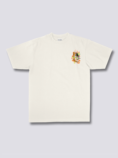 BURNOUT 燃えるゲーム機のバックプリントTシャツ
