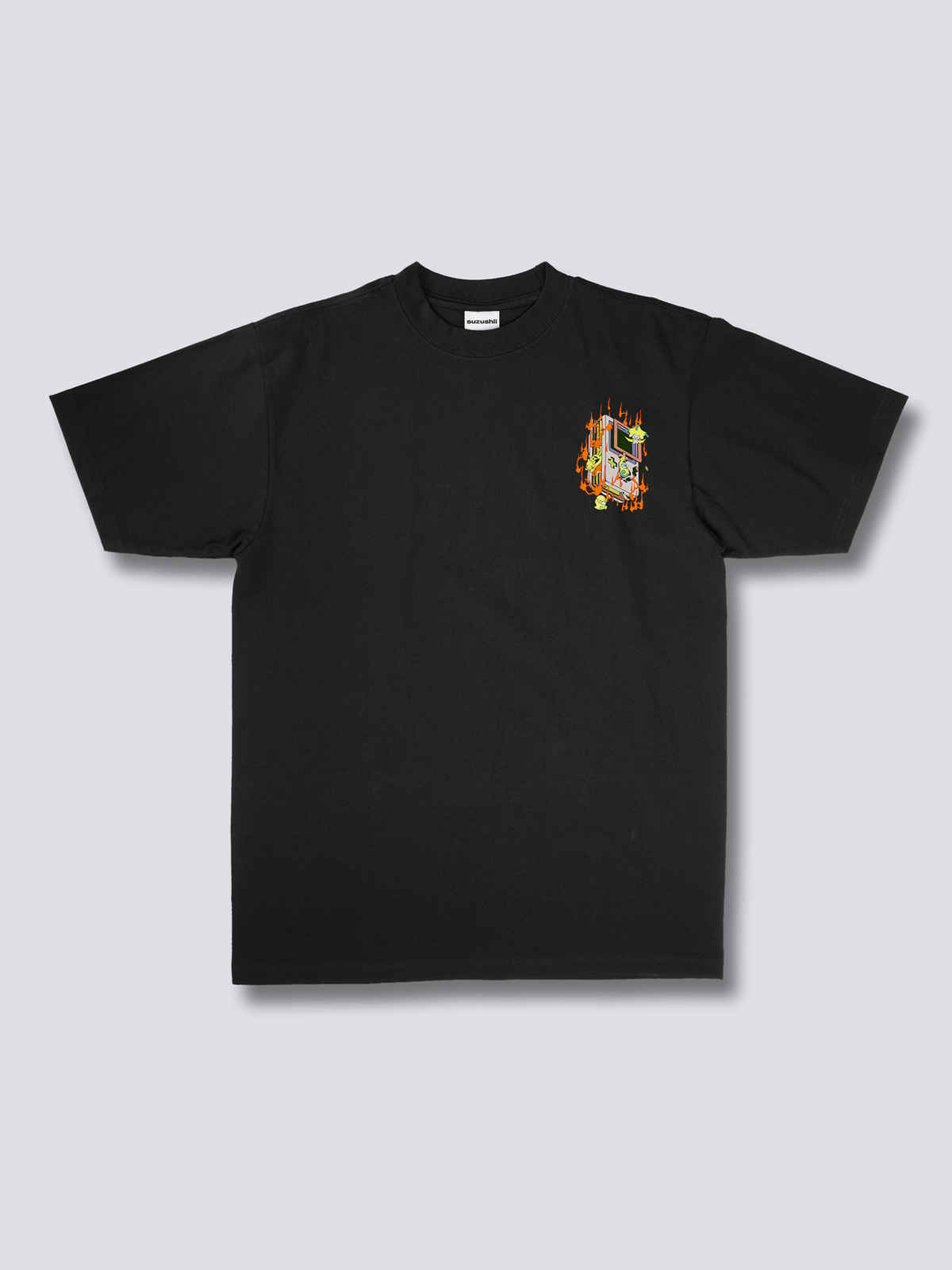 BURNOUT 燃えるゲーム機のバックプリントTシャツ