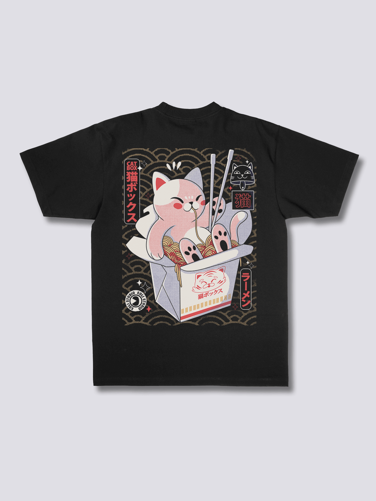 CAT BOX 猫のバックプリントTシャツ