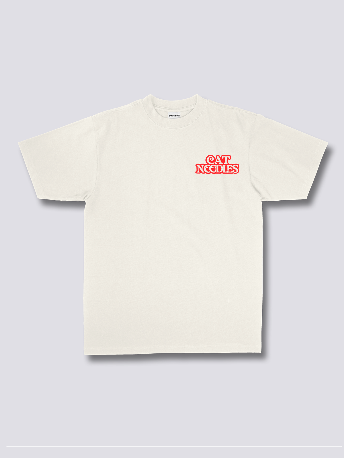 CAT NOODLES 猫とカップ麺のバックプリントTシャツ