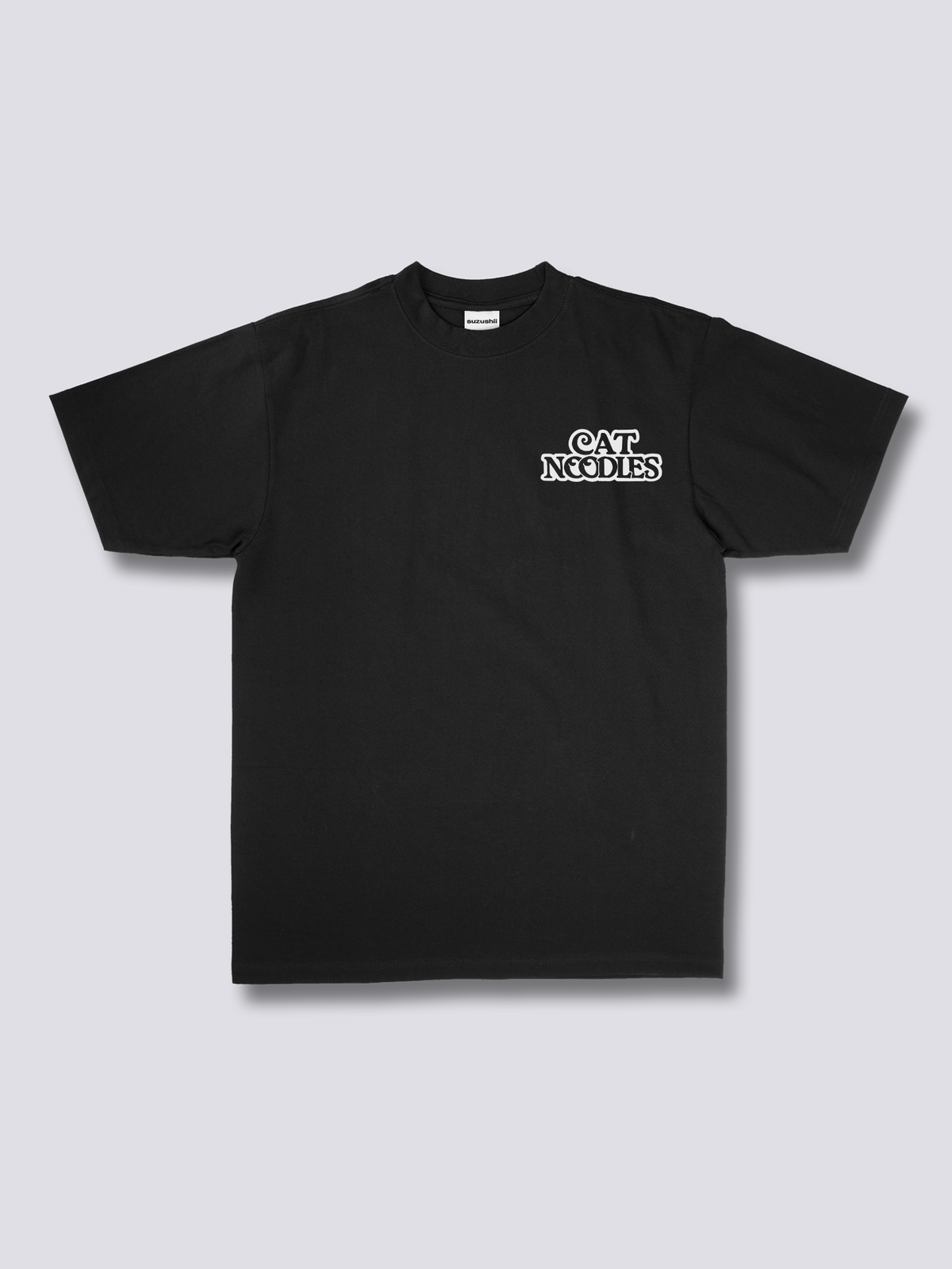 CAT NOODLES 猫とカップ麺のバックプリントTシャツ