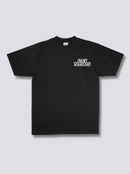 CAT NOODLES 猫とカップ麺のバックプリントTシャツ