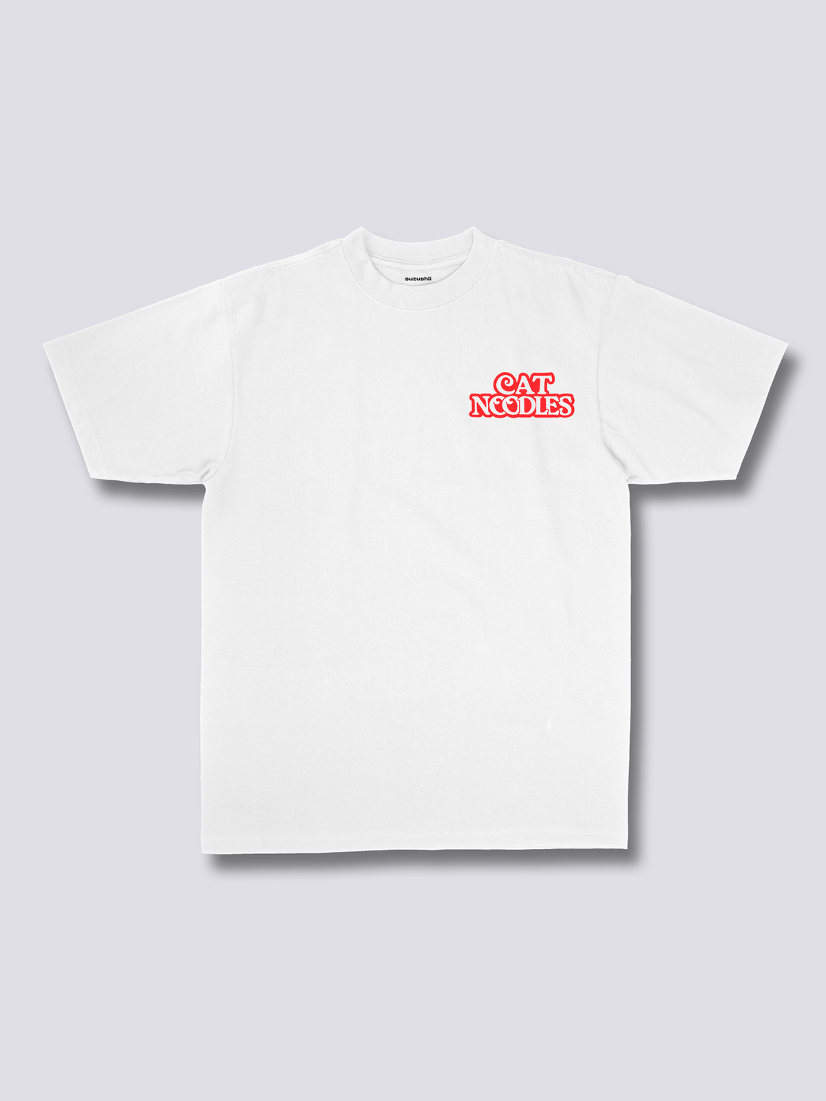 CAT NOODLES 猫とカップ麺のバックプリントTシャツ