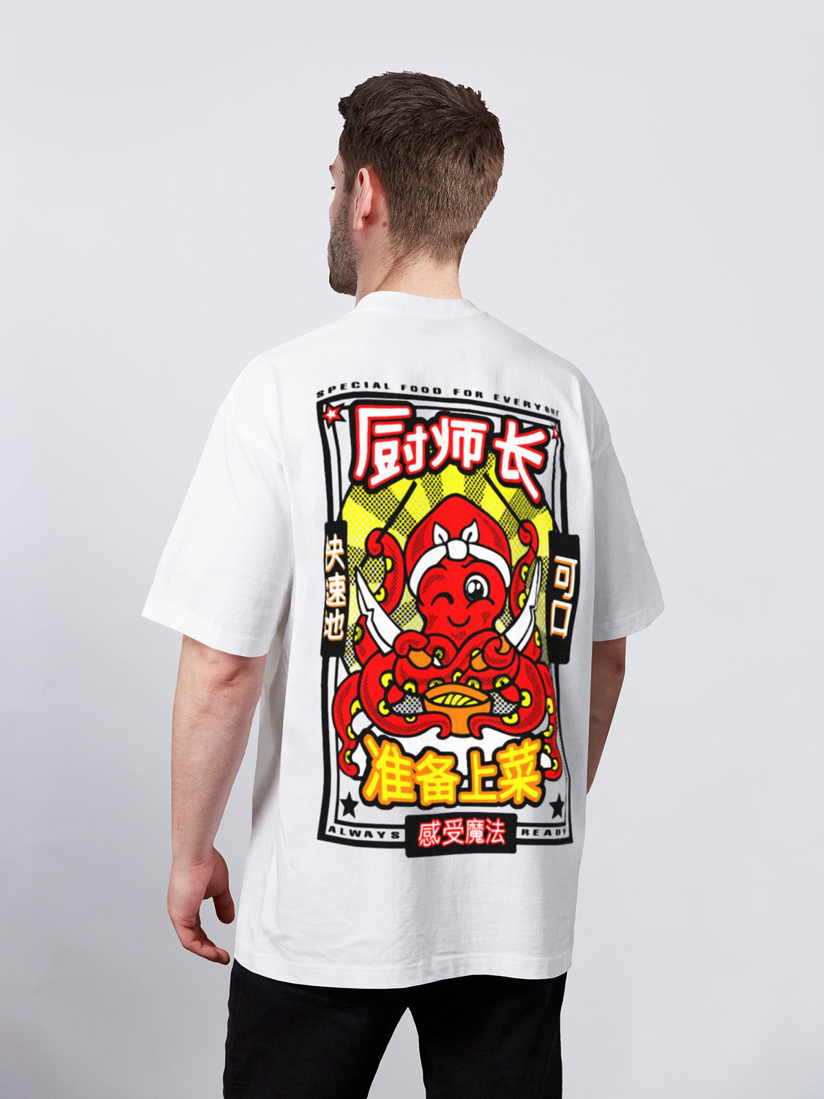 CHEF OCTOPUS タコシェフのバックプリントTシャツ