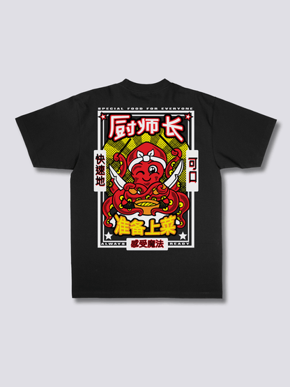 CHEF OCTOPUS タコシェフのバックプリントTシャツ