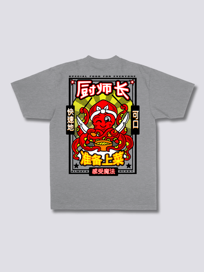 CHEF OCTOPUS タコシェフのバックプリントTシャツ