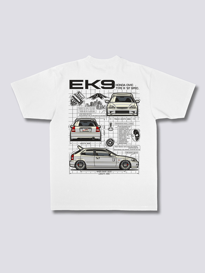 CIVIC PROJECT スポーツカーのバックプリントTシャツ