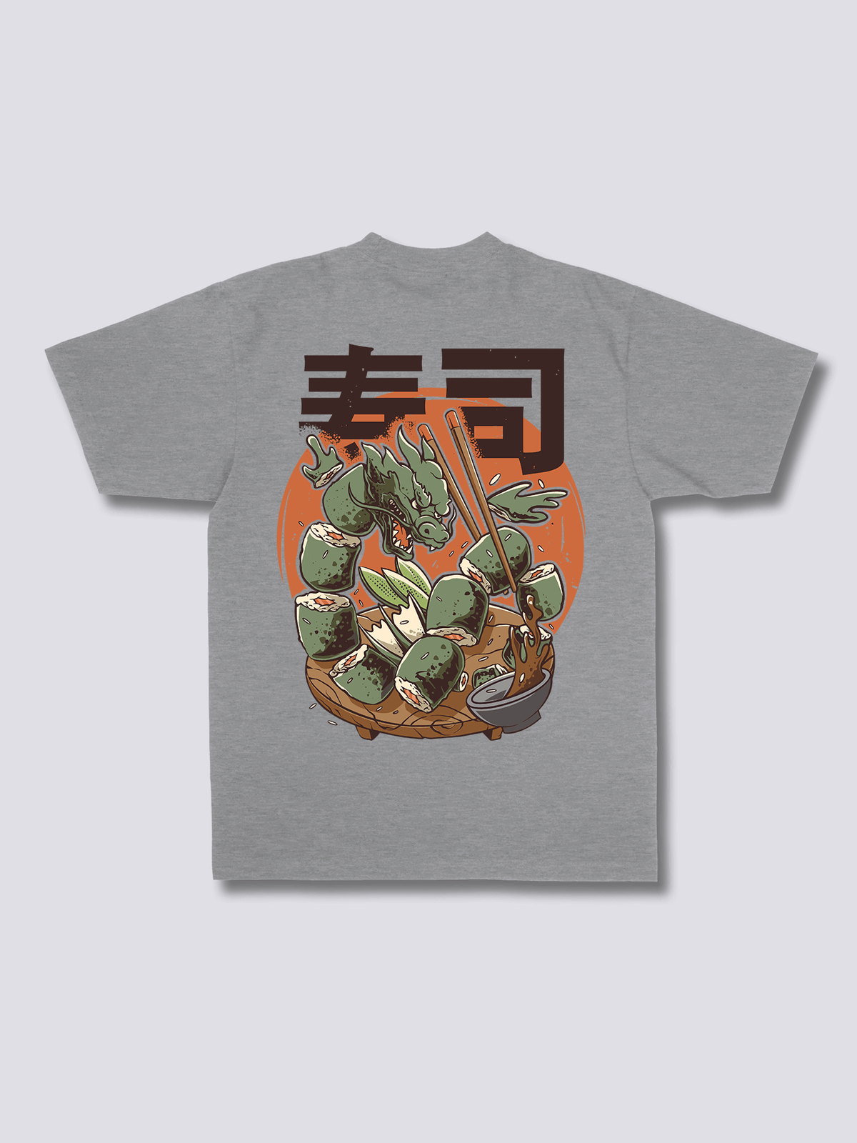 DRAGON ROLL 寿司のバックプリントTシャツ