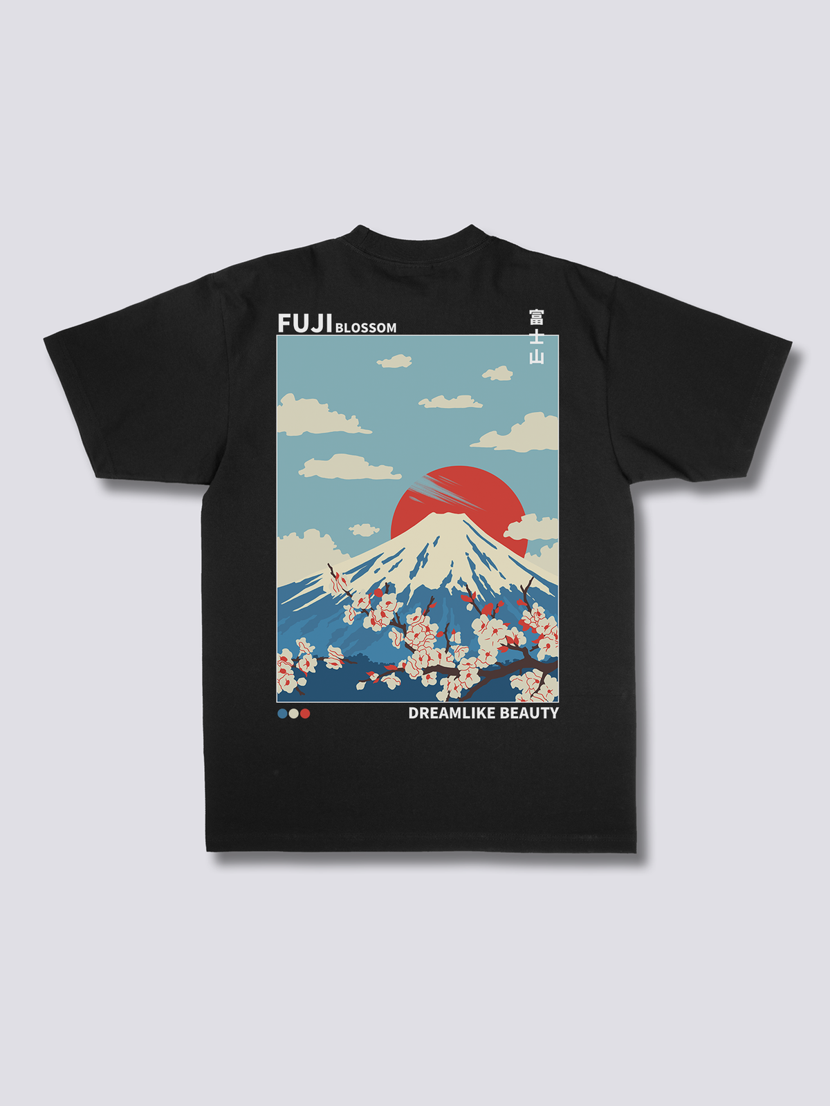 FUJI BLOSSOM 富士山と桜のバックプリントTシャツ
