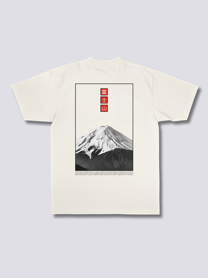 FUJI ESSENCE ミニマルな富士山のバックプリントTシャツ