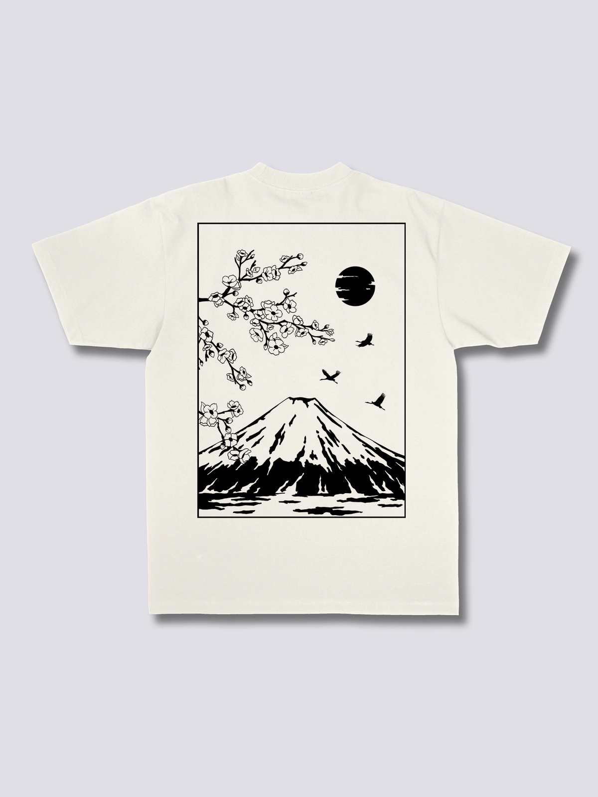 FUJI SILHOUETTE 線画の富士山のバックプリントTシャツ