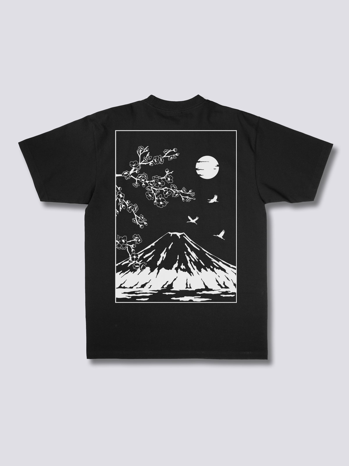 FUJI SILHOUETTE 線画の富士山のバックプリントTシャツ