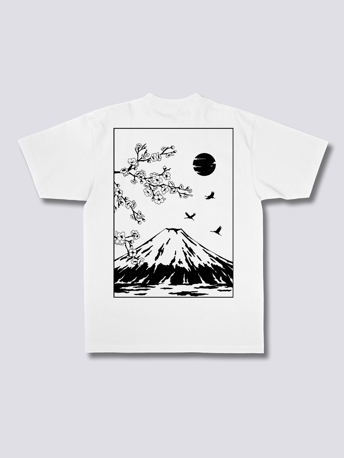 FUJI SILHOUETTE 線画の富士山のバックプリントTシャツ