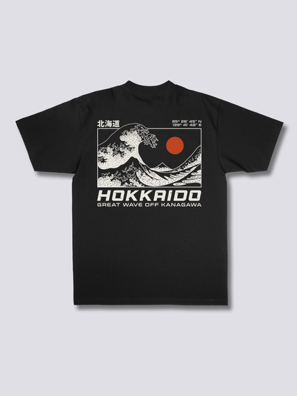 HOKKAIDO WAVE 波のバックプリントTシャツ