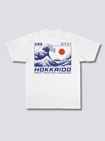 HOKKAIDO WAVE 波のバックプリントTシャツ