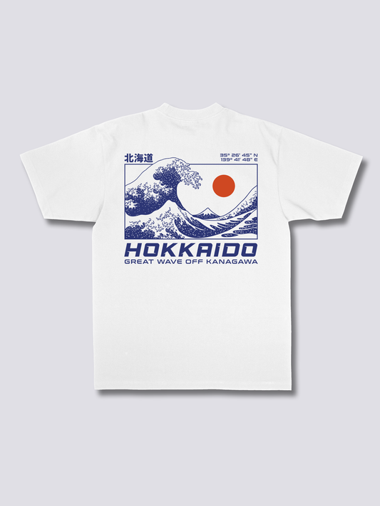 HOKKAIDO WAVE 波のバックプリントTシャツ