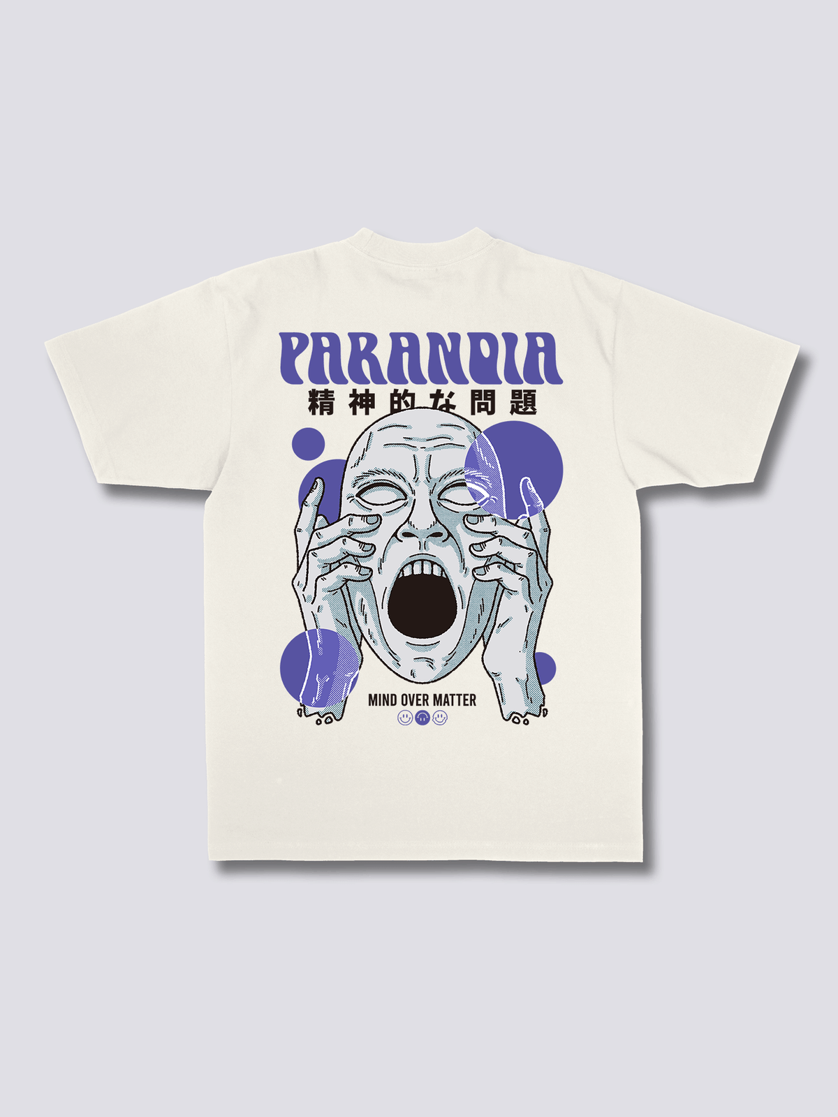 PARANOIA 叫ぶ顔のバックプリントTシャツ