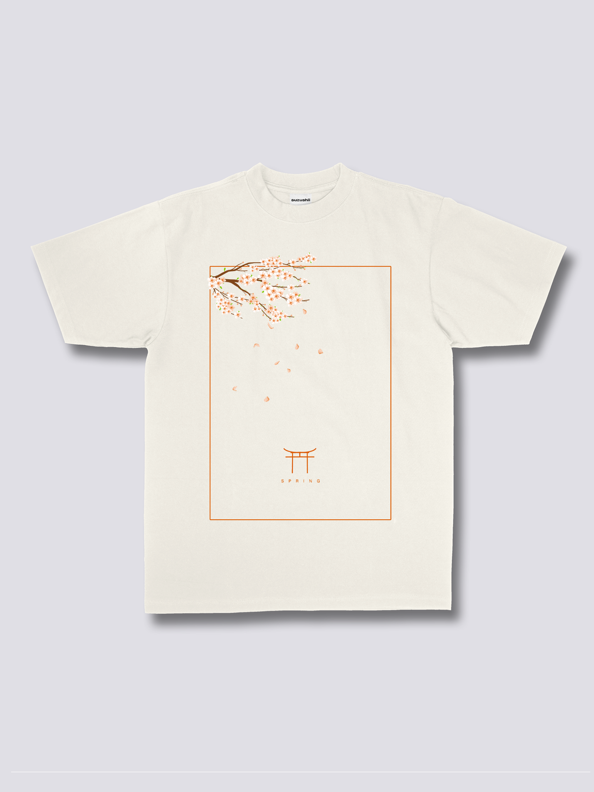 PEACH BLOSSOM 桃の花のフロントプリントTシャツ