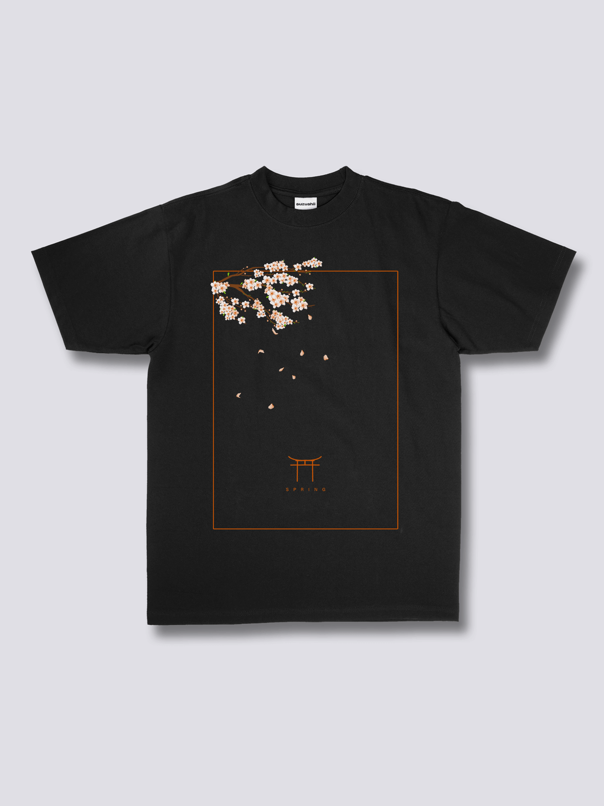 PEACH BLOSSOM 桃の花のフロントプリントTシャツ