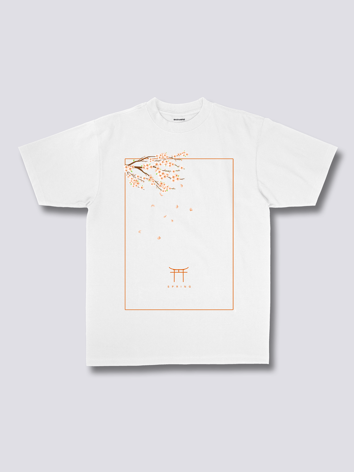 PEACH BLOSSOM 桃の花のフロントプリントTシャツ