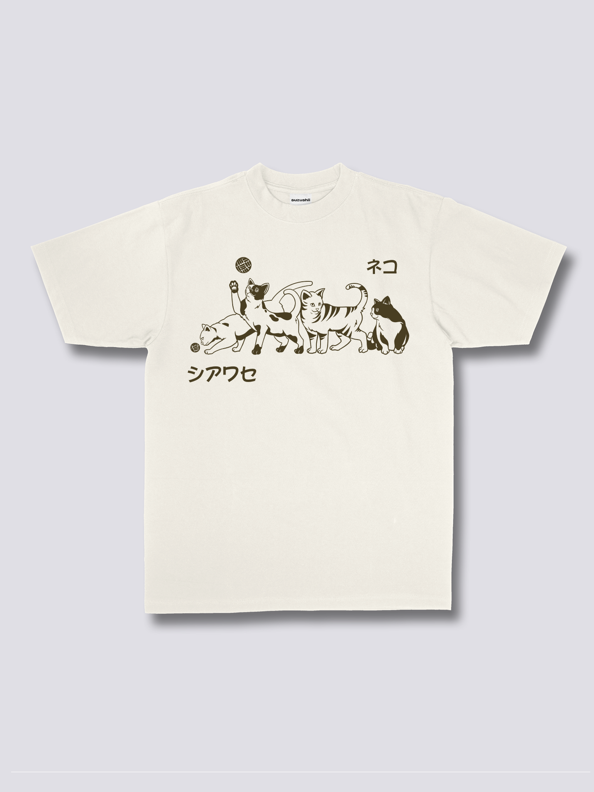 PLAYFUL 猫たちのフロントプリントTシャツ