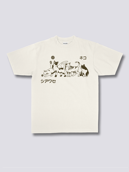 PLAYFUL 猫たちのフロントプリントTシャツ