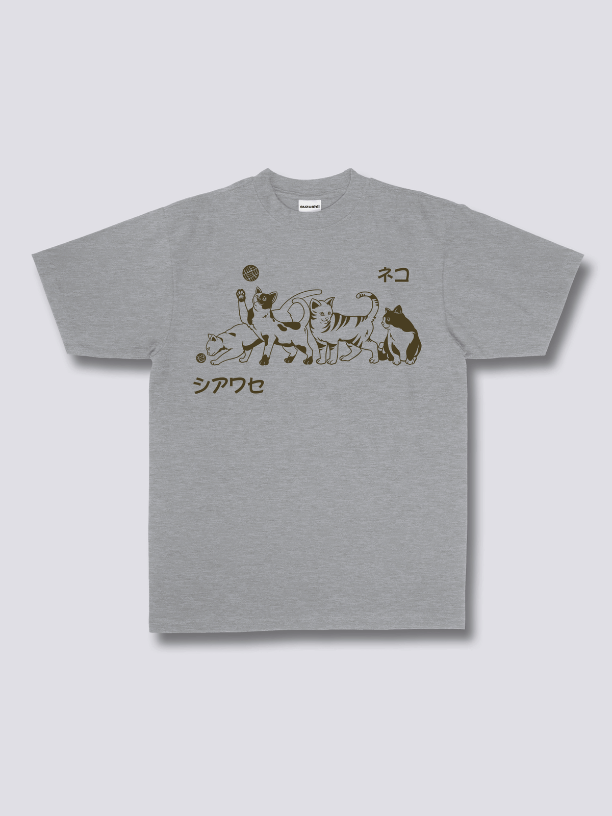 PLAYFUL 猫たちのフロントプリントTシャツ