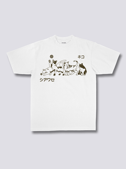 PLAYFUL 猫たちのフロントプリントTシャツ