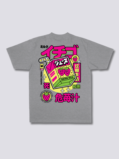 POISON STRAWBERRY いちごジュースのバックプリントTシャツ