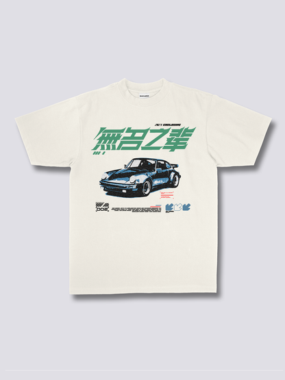RACE レーシングカーのフロントプリントTシャツ