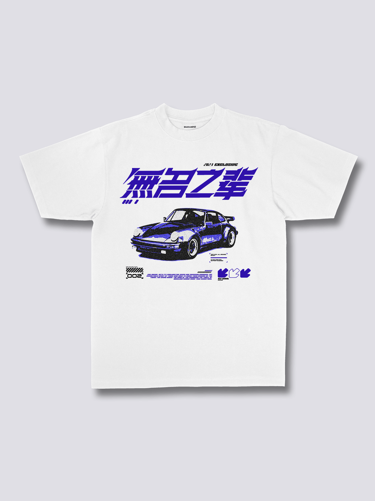 RACE レーシングカーのフロントプリントTシャツ
