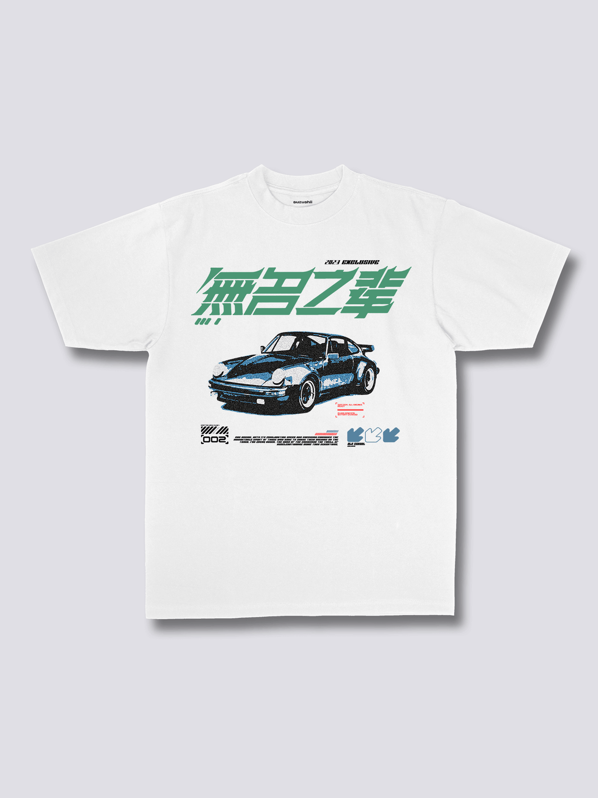 RACE レーシングカーのフロントプリントTシャツ