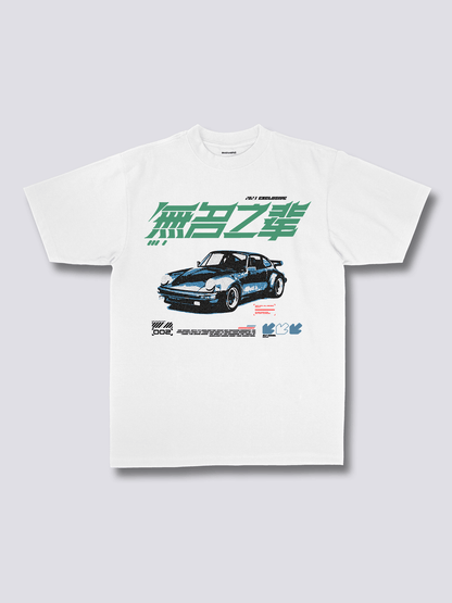 RACE レーシングカーのフロントプリントTシャツ