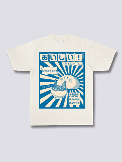 RAMEN GOBBLER ラーメンのフロントプリントTシャツ