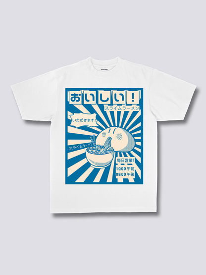 RAMEN GOBBLER ラーメンのフロントプリントTシャツ