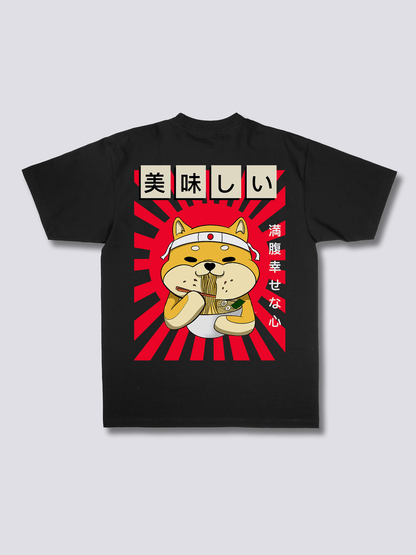 RAMEN SHIBA 柴犬とラーメンのバックプリントTシャツ