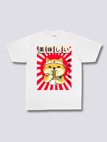RAMEN SHIBA 柴犬とラーメンのフロントプリントTシャツ