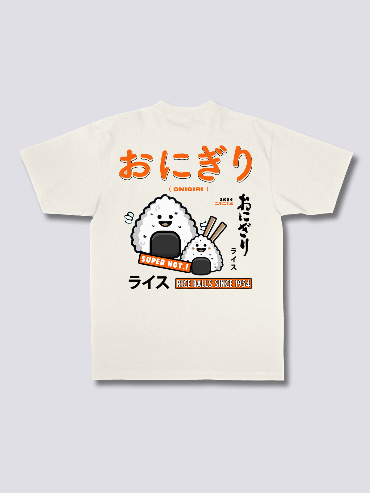 RICE BALL おにぎりのバックプリントTシャツ