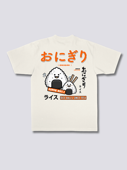 RICE BALL おにぎりのバックプリントTシャツ